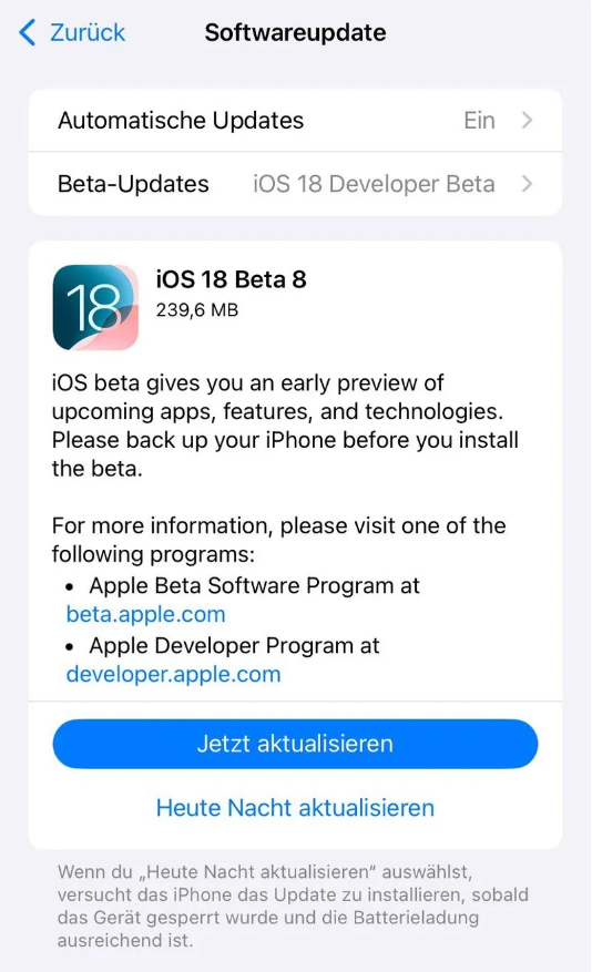 三山苹果手机维修分享苹果 iOS / iPadOS 18 开发者预览版 Beta 8 发布 